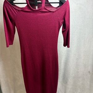 Heart Hips Burgundy Cold Shoulder Dress